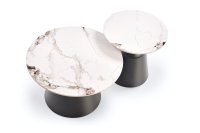 Konferenční stolky MAGNETA set 2ks bílý mramor/černá