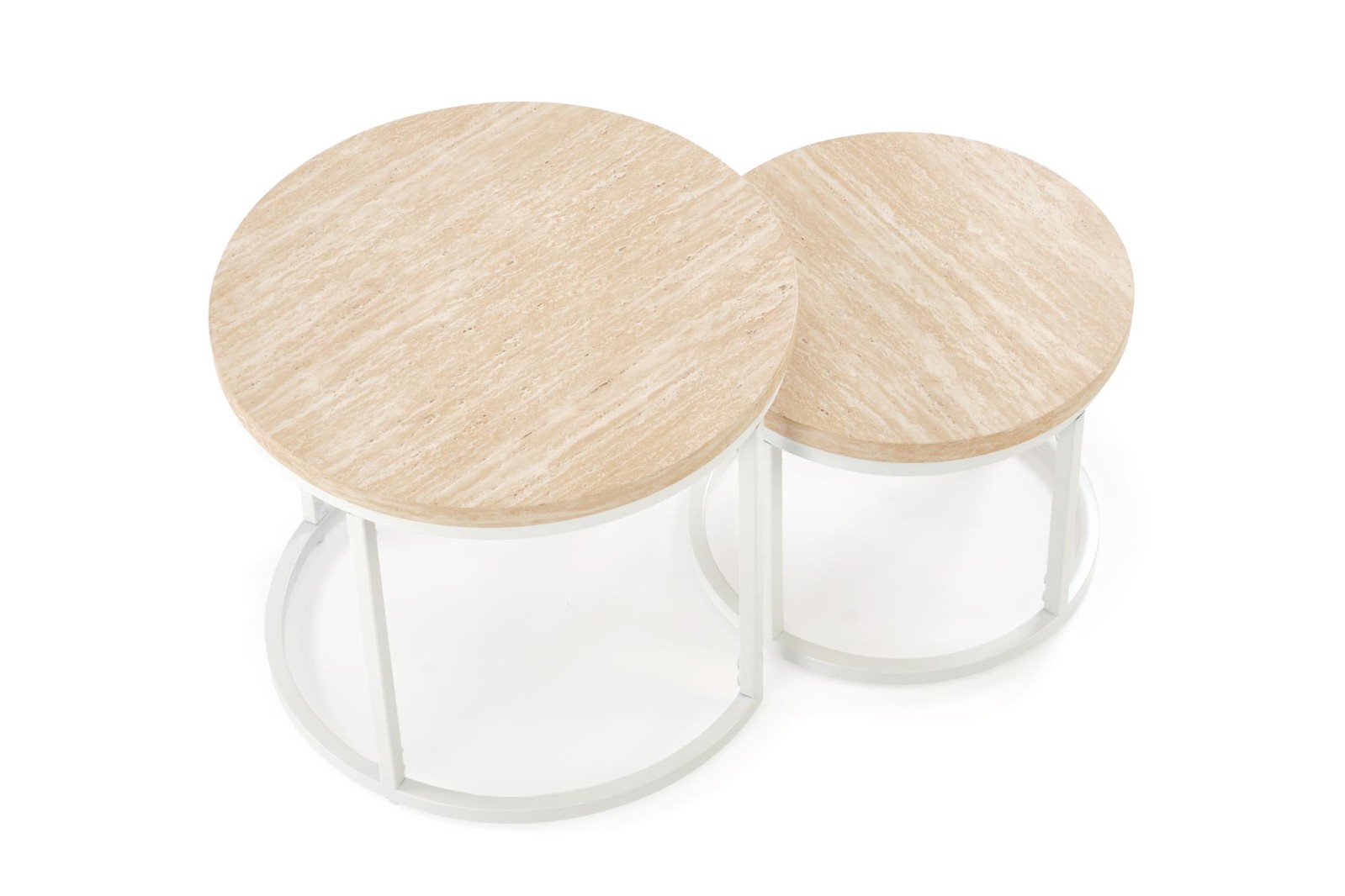 Konferenční stolky OREO travertin / bílá