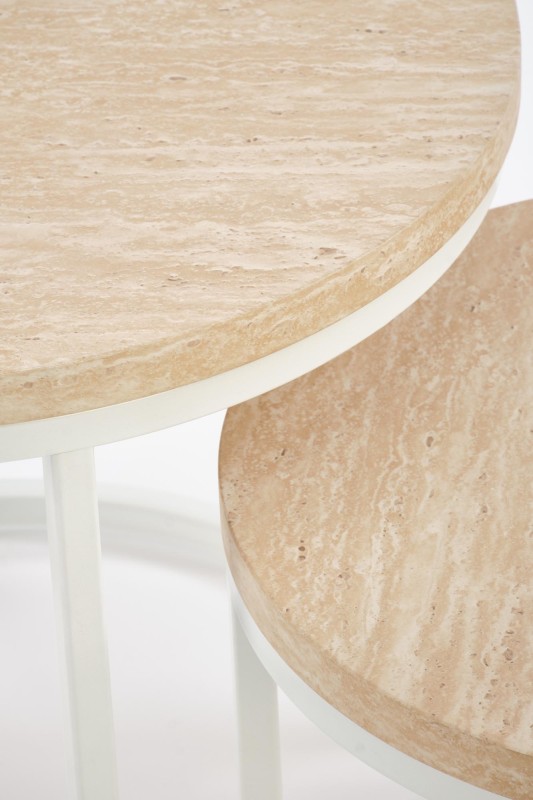 Konferenční stolky OREO travertin / bílá