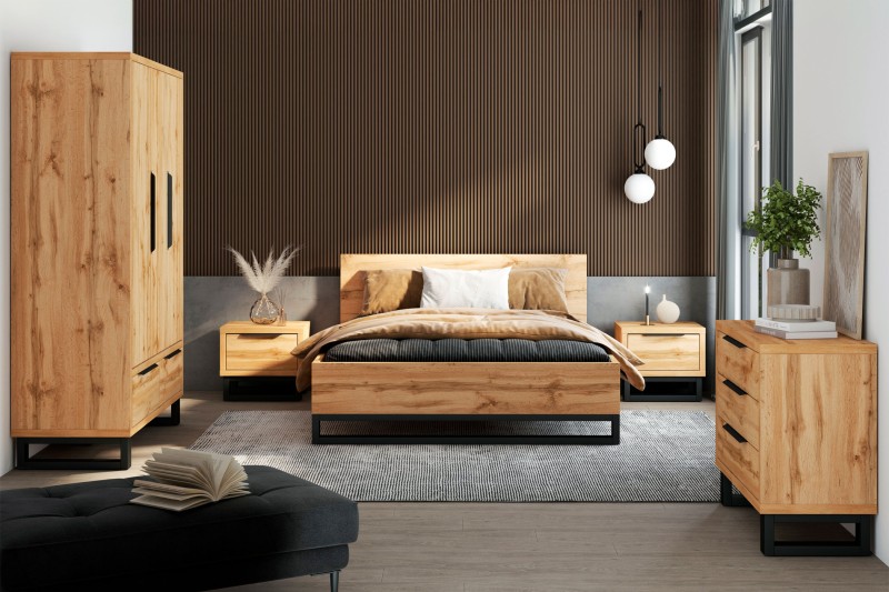 Ložnice HALES - dub wotan/černá