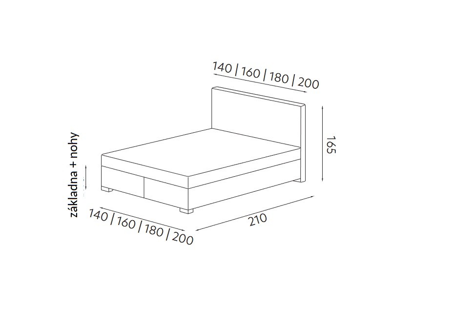 Manželská postel s úložným prostorem BOXSPRING 900
