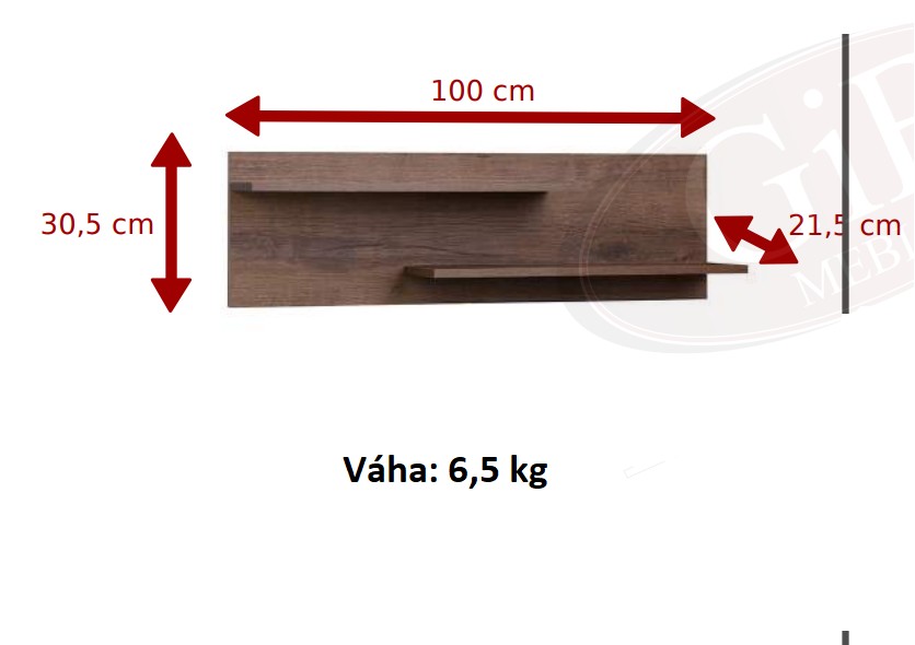 Závěsná police DANVER D-07- skladem