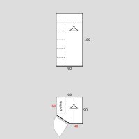 Rohová šatní skříň REA AMY 33/180
