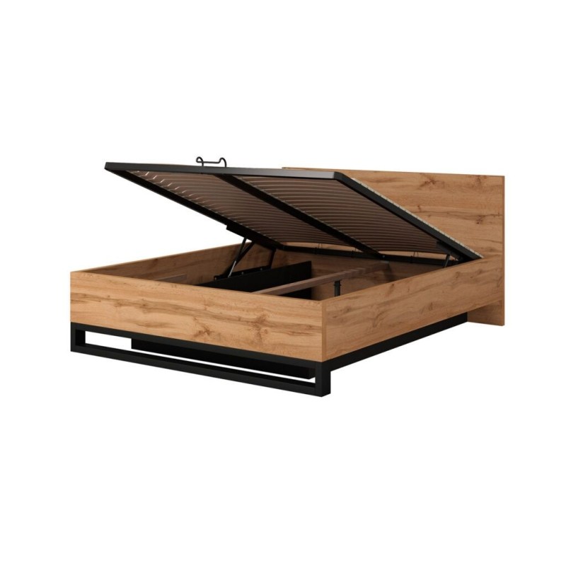 Postel HALES výklop s úložným prostorem dub wotan/černá