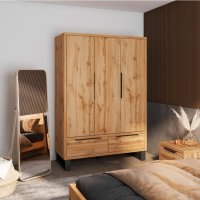 Šatní skříň HALES 145 dub wotan/černá