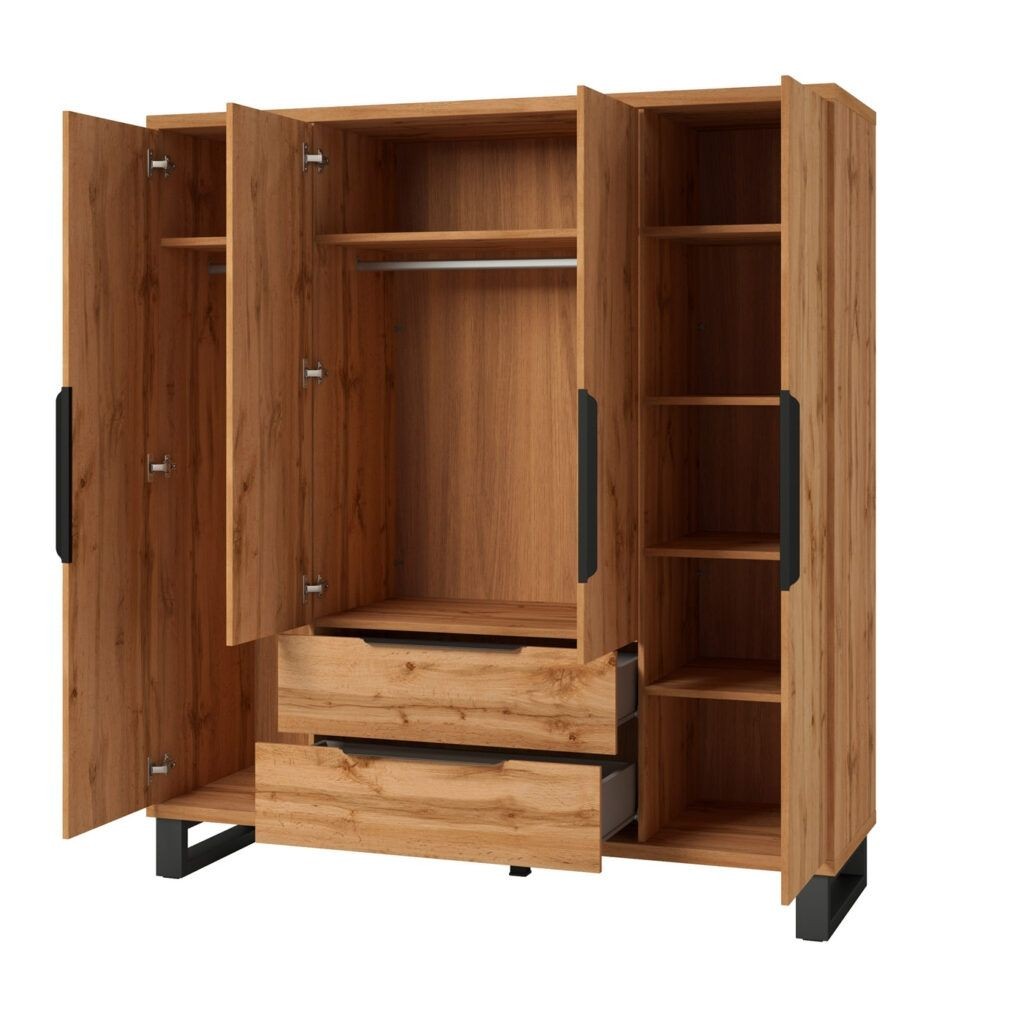 Šatní skříň HALES 191 dub wotan/černá