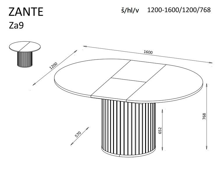 Rozkládací jídelní stůl ZANTE 9