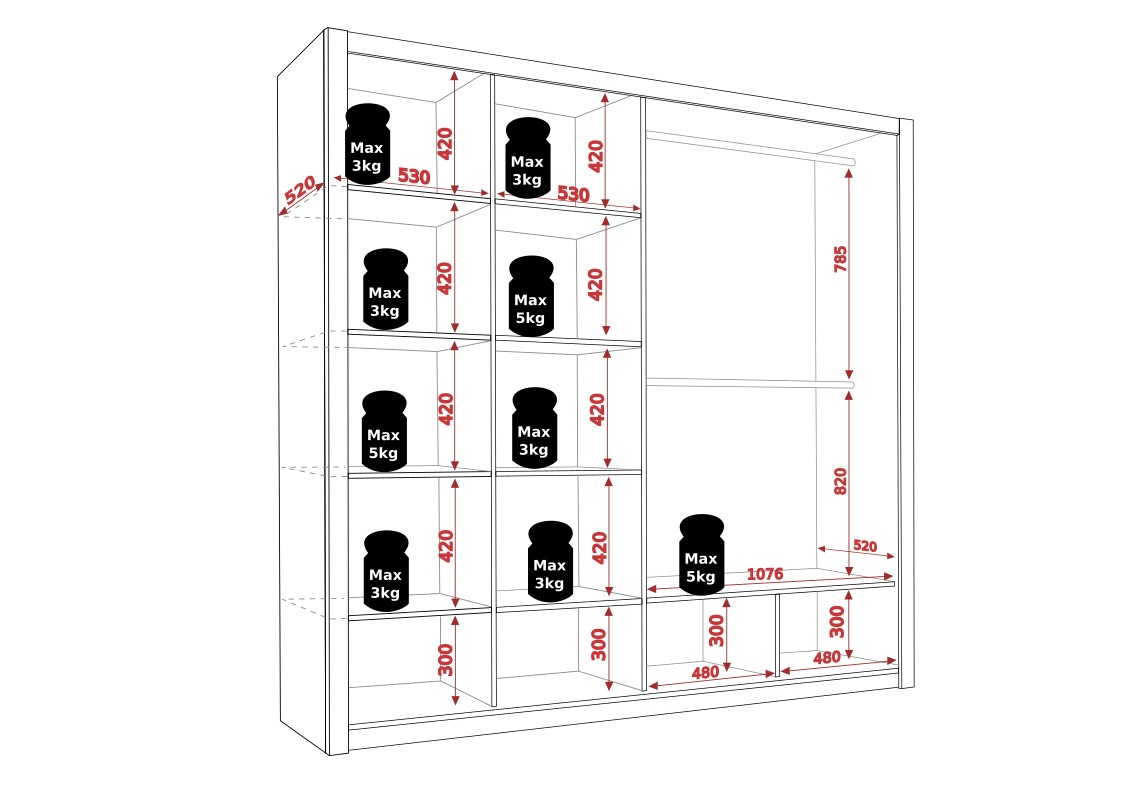 Posuvná šatní skříň BONNO 220