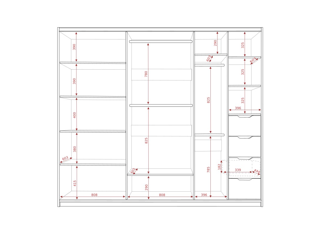 Posuvná šatní skříň DANVER 250 D-13