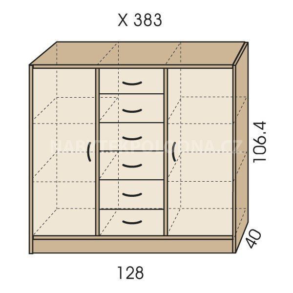 Policová komoda se zásuvkami JIM 5 X 383