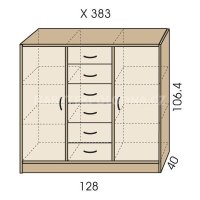 Policová komoda se zásuvkami JIM 5 X 383