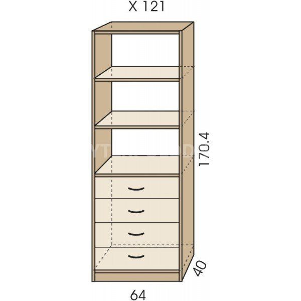 Regál se zásuvkami JIM 5 X 121