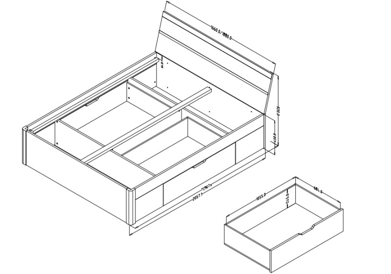 Postel BETA se zásuvkami Dub San Remo/ bílá