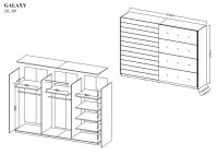 Šatní skříň GALAXY Dub Monastery/ Dub Monastery - černý lesk