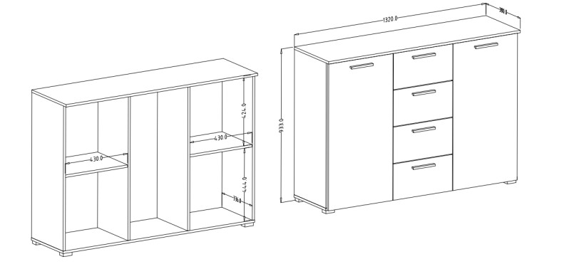 Komoda GALAXY Dub Monastery - Dub Monastery - černý lesk