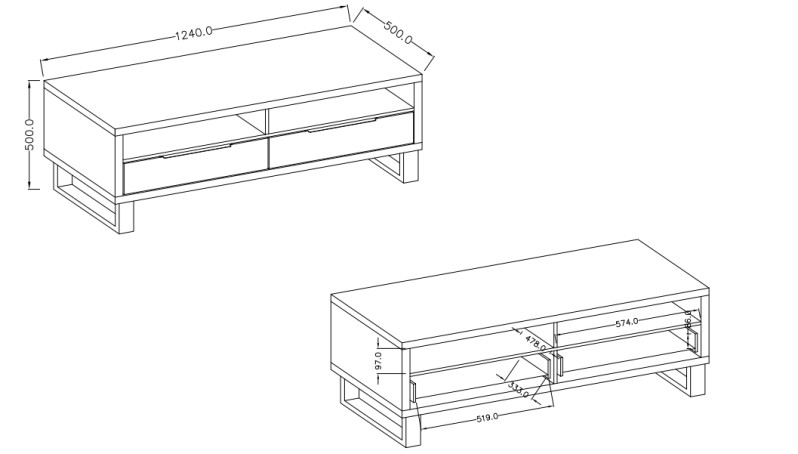 TV komoda 120 HALLE Dub Wotan