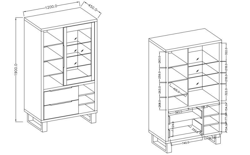 Vitrína I HALLE Dub Wotan