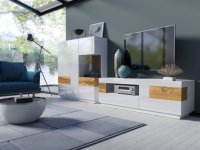 Vitrína III SILKE Bílá - Dub Wotan