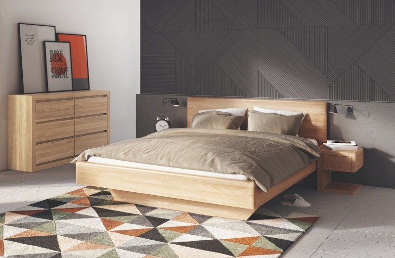 Manželská postel z masivu LK210 dub