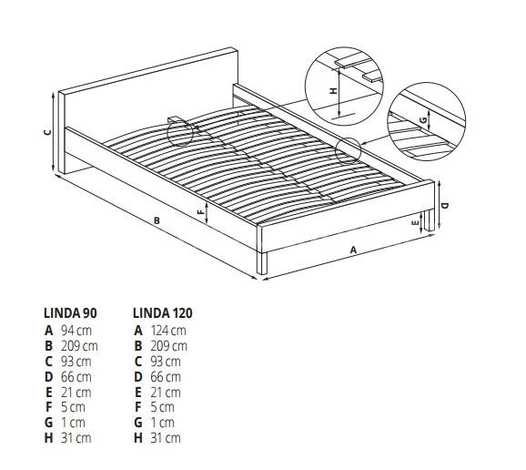 Stylová postel LINDA 120