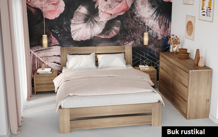 Manželská postel z masivu LK192 buk