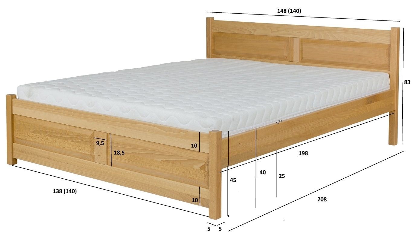 Manželská postel z masivu LK109 buk