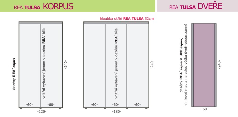 Šatní skříň REA TULSA 120/240 - Expresní dodání
