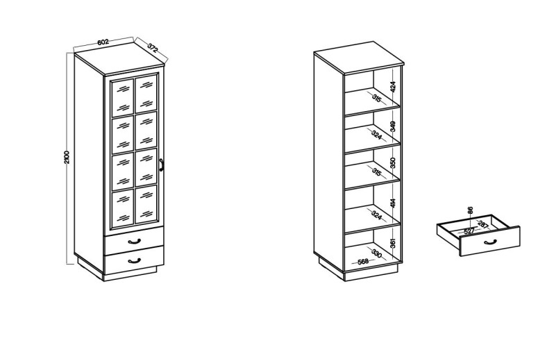 Vitrína FLAVIA WHAR 60 1D2S