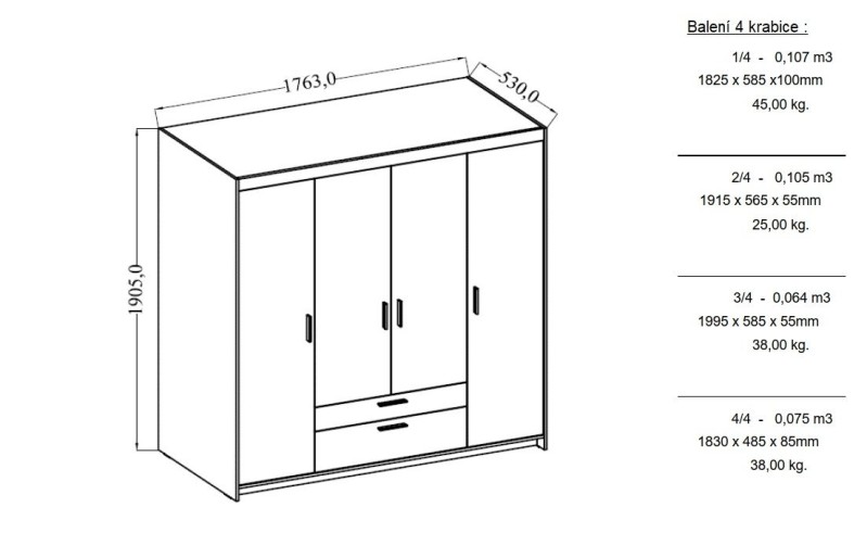 Šatní skříň ELENNA 4D