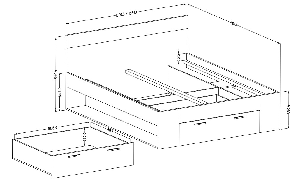 BETA ložnice Dub Monastery/ Dub Monastery - černá