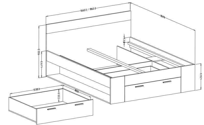 BETA ložnice Dub Monastery/ Dub Monastery - černá