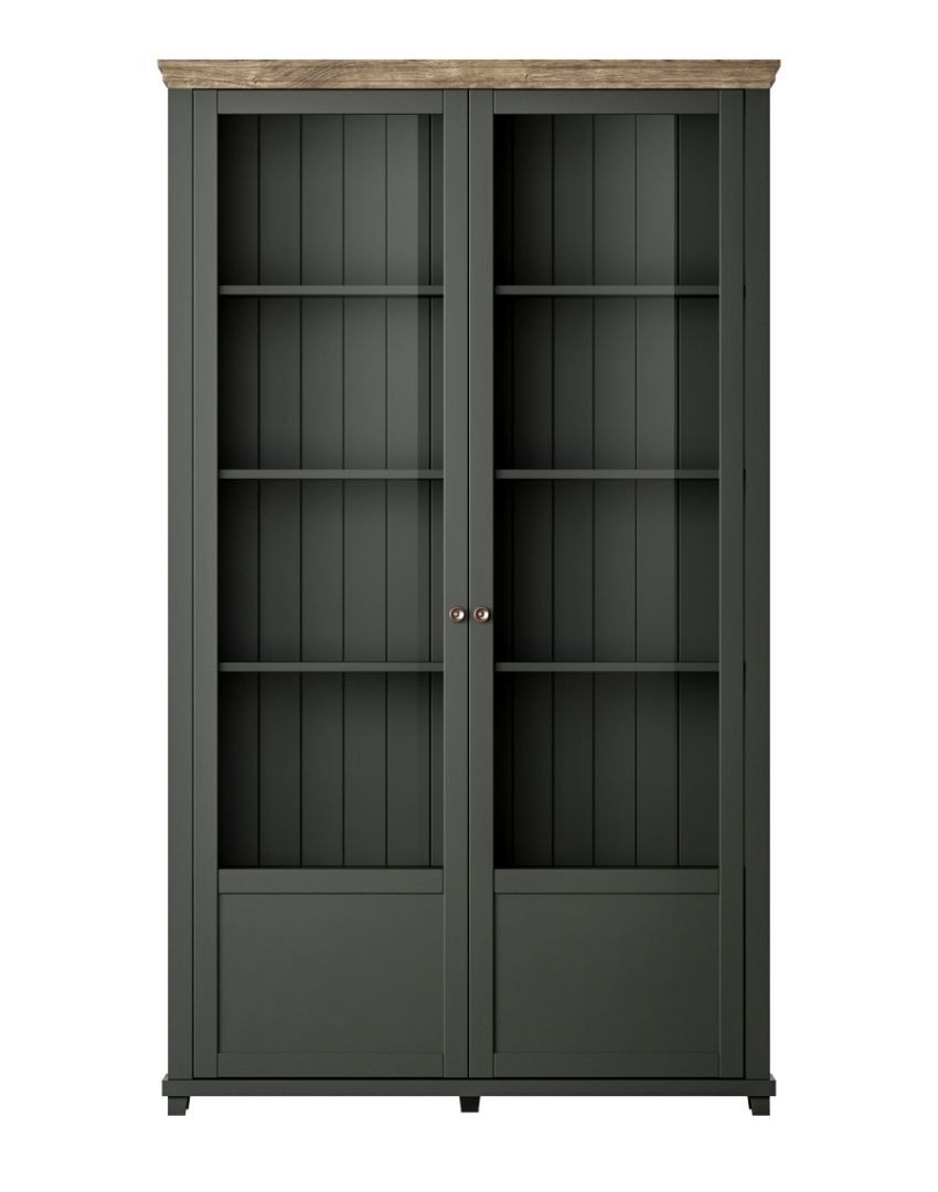 Vitrína EVORA Dub Lefkas - zelená