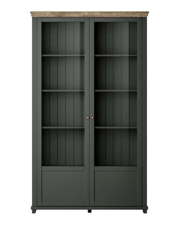 Vitrína EVORA Dub Lefkas - zelená