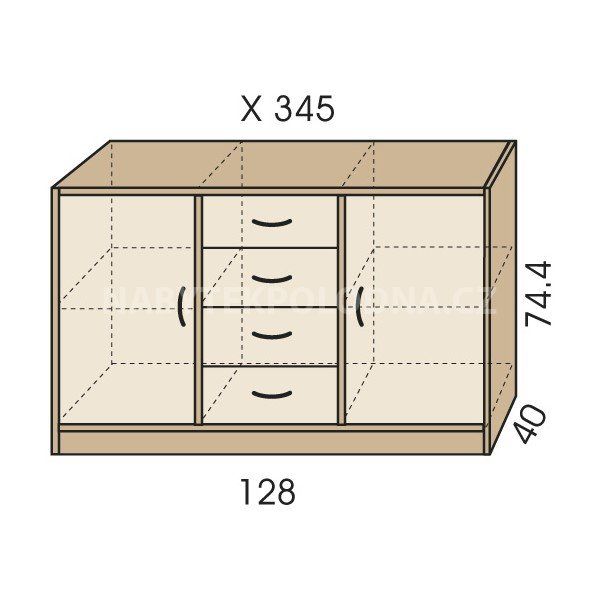 Policová komoda se zásuvkami JIM 5 X 345