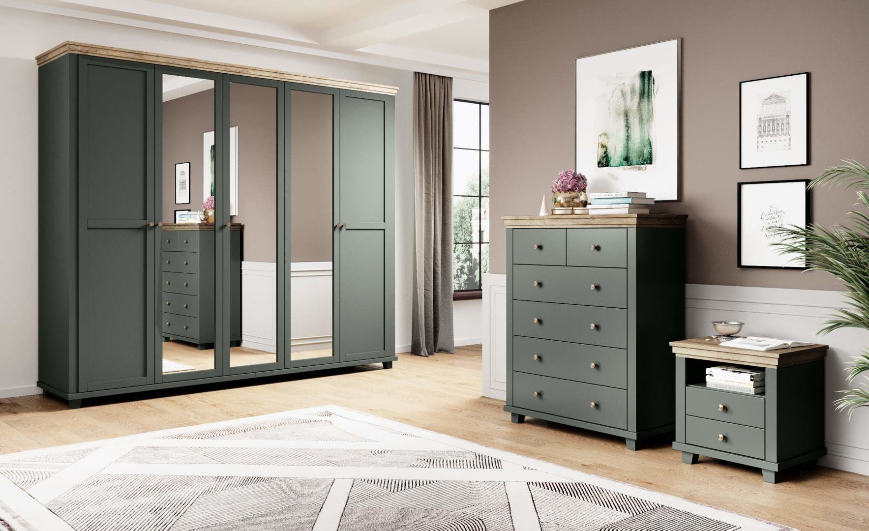 Komoda I EVORA Dub Lefkas - zelená