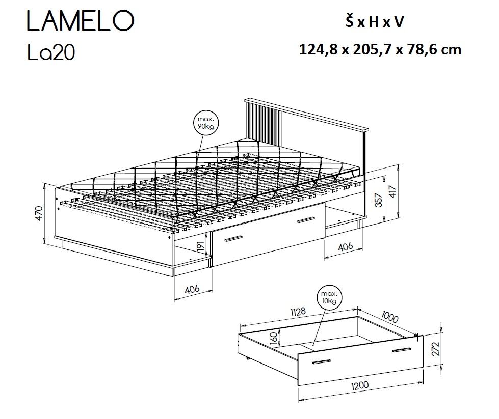 Manželská postel LAMELO 20