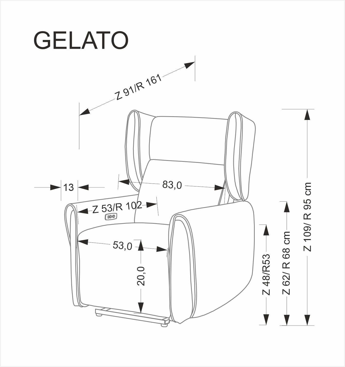 Relaxační křeslo GELATO šedé