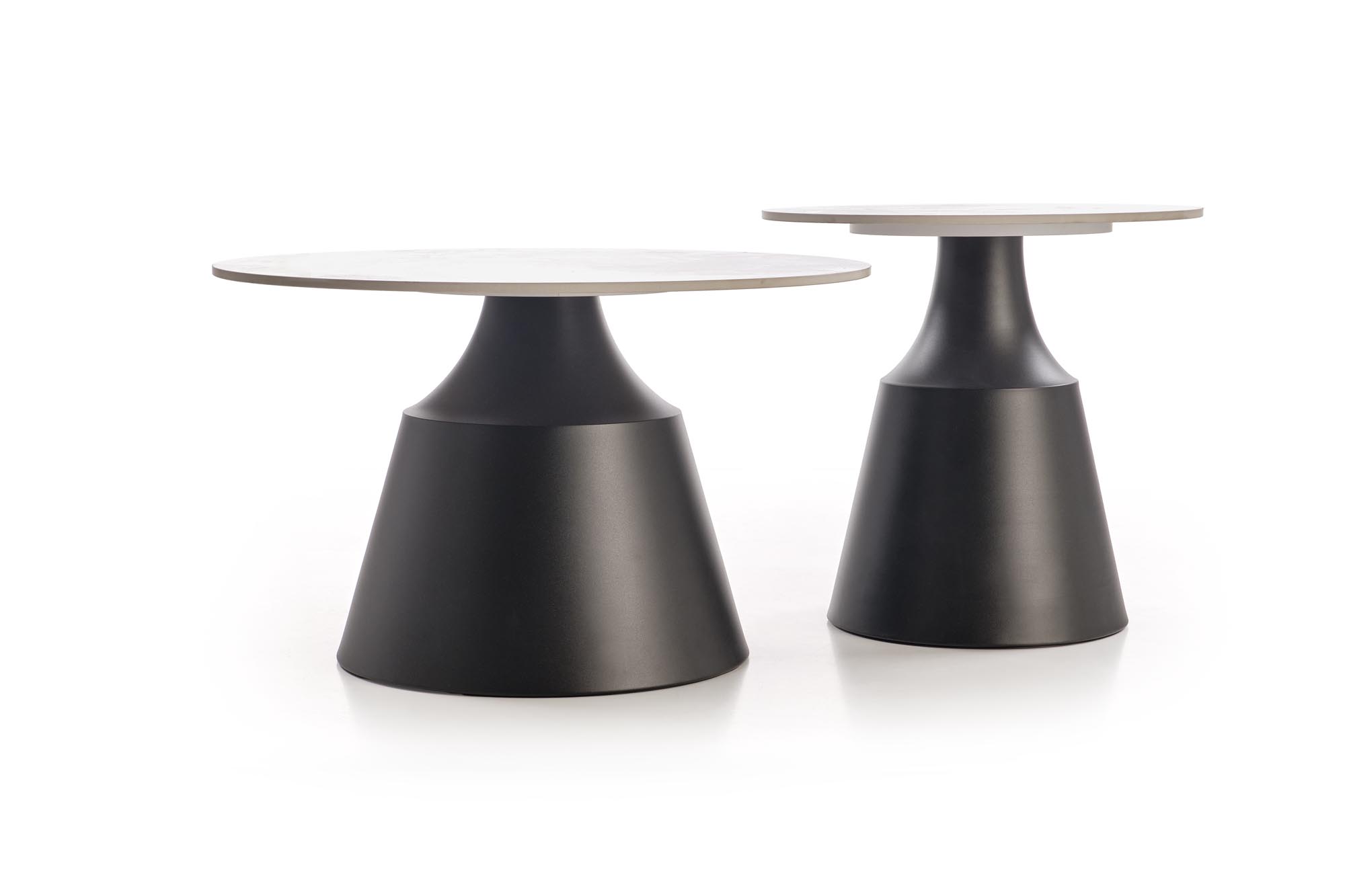 Konferenční stolky MAGNETA set 2ks bílý mramor/černá