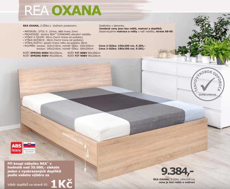Manželská postel REA OXANA 180