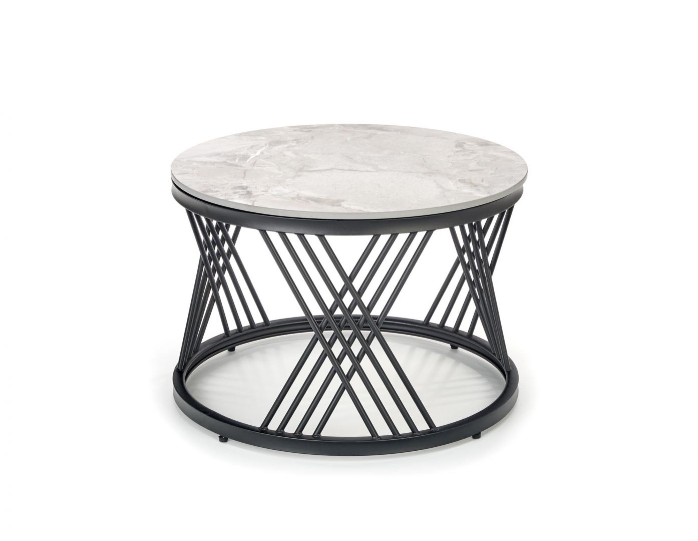 Set Konferenčních stolků FLAMINGO šedý mramor/černá