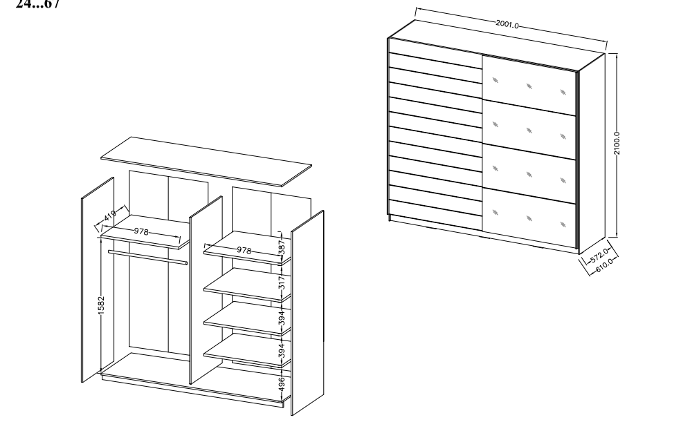 GALAXY ložnice - Dub Monastery/ černý lesk