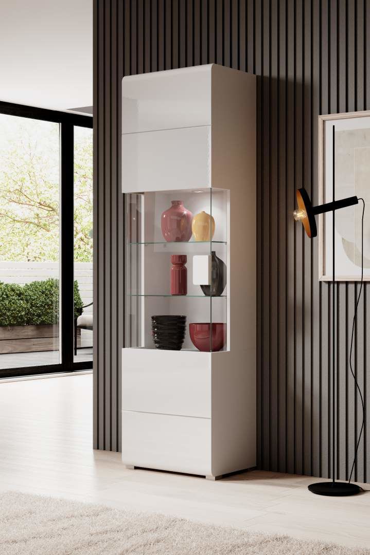 Vitrína TOLEDO Bílá/ bílý lesk