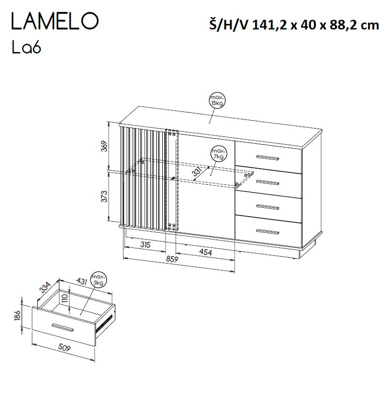 Komoda LAMELO 6