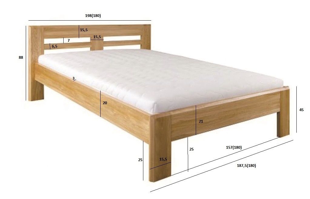 Manželská postel z masivu LK211 dub