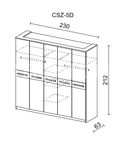 Šatní skříň KREMONA II 5D