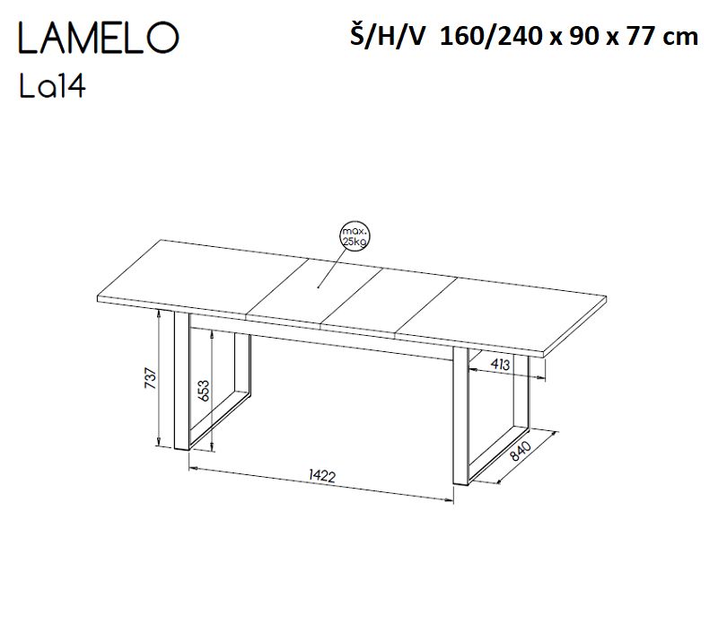 Rozkládací jídelní stůl LAMELO 14