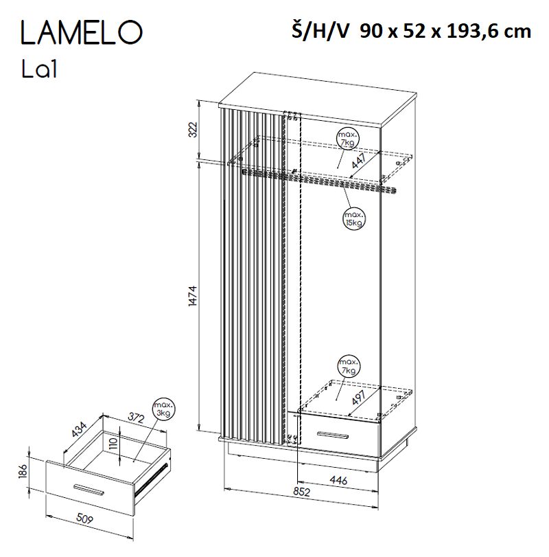 Šatní skříň LAMELO 1