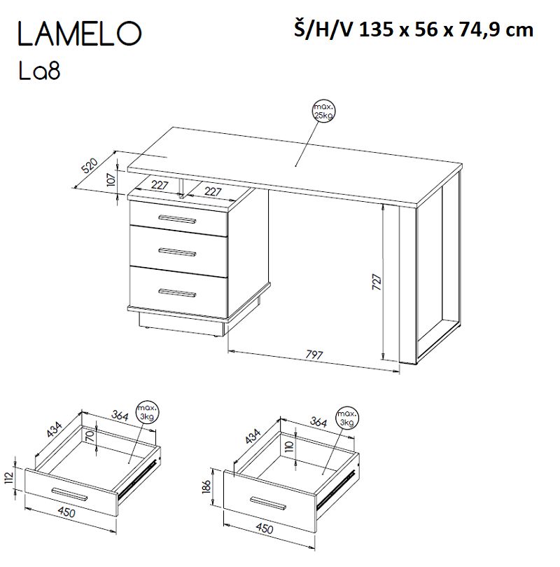 Pracovní stůl LAMELO 8