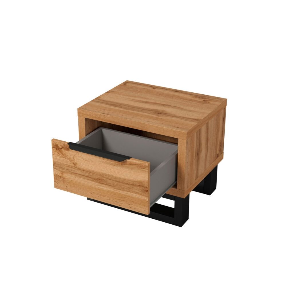 Noční stolek HALES dub wotan/černá