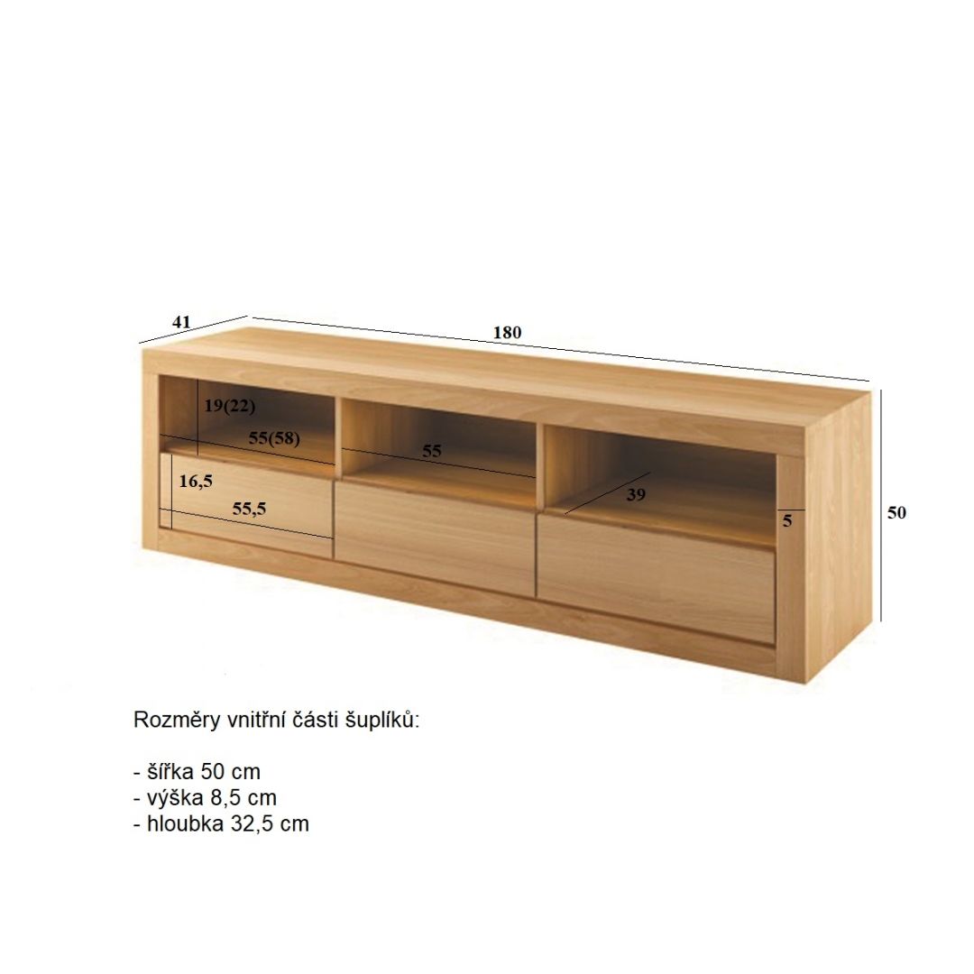 Televizní stolek z masivu RV302 dub